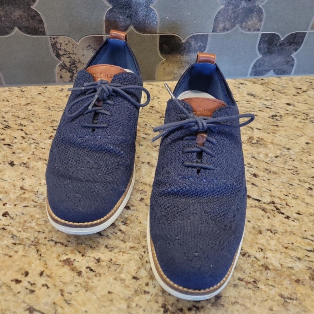 Cole Haan Men's Navy Knit Oxfords Sz 8